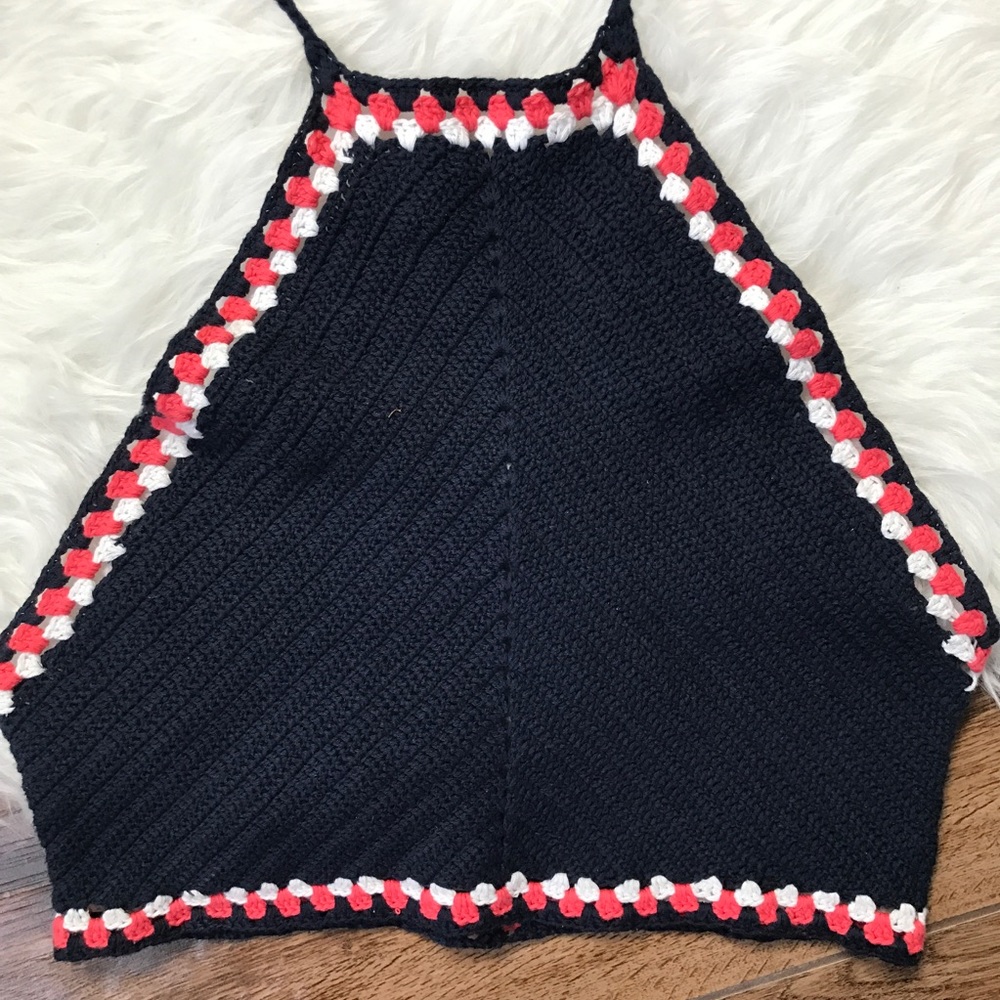 Zara • Knit Crochet Halter Crop Top Festival Top - Picture 3 of 6